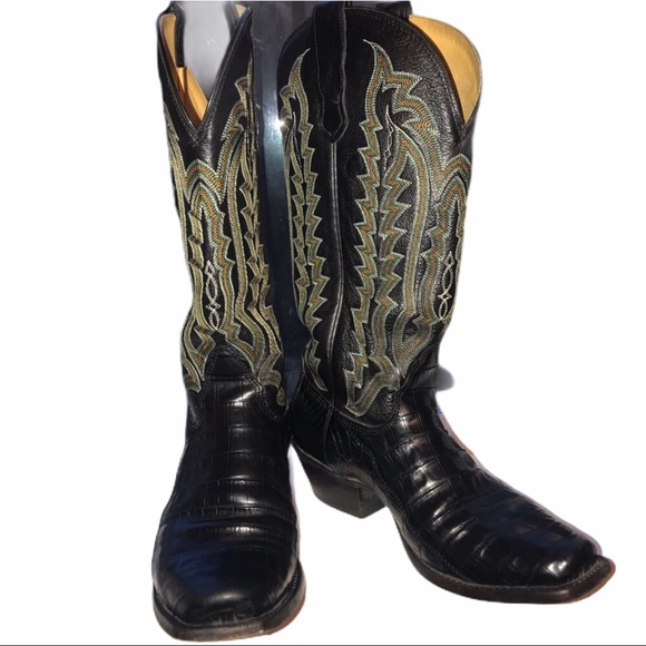 **SOLD** EUC Nocona Genuine Black Caiman Boots 7-1/2B - Picture 2 of 6